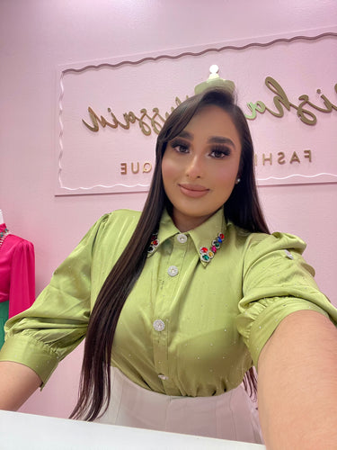 “Elena” Embellished Blouse