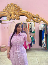 "Magenta" Denim Print Midi Dress