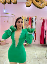 "Stasia" Feather Embellished Mini Dress