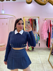 "Yani" Denim Co-ord Mini Skirt Set