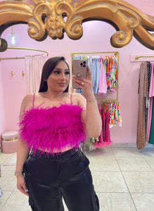 "Fer" Feather Crop Top