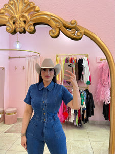 "Trooper" Boot Cut Denim Jumpsuit