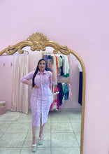 "Magenta" Denim Print Midi Dress