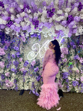 "Princess" Mesh Rhinestone & Feather Gown