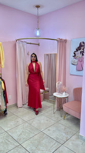 "Faryn" Satin Cowl Neck Maxi Gown