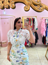 "Oralia" Satin Floral Midi Dress