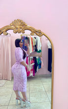 "Magenta" Denim Print Midi Dress