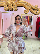 "Zelda" Floral Satin Tiered Mini Dress