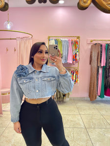 "Rose" Crop Denim Jacket