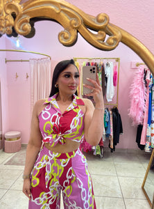 "Delvey" Chain Print Co-ord Pant Set