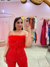 "Noel" Sequin and Feather Jumpsuit