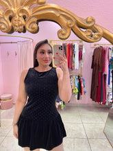 "Shay" Rhinestone Embellished Velvet Mini Dress