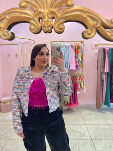 "Brilly" Sequin Cropped Blazer