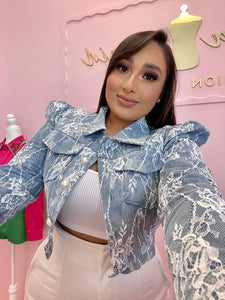 "Chanel" Lace Denim Jacket