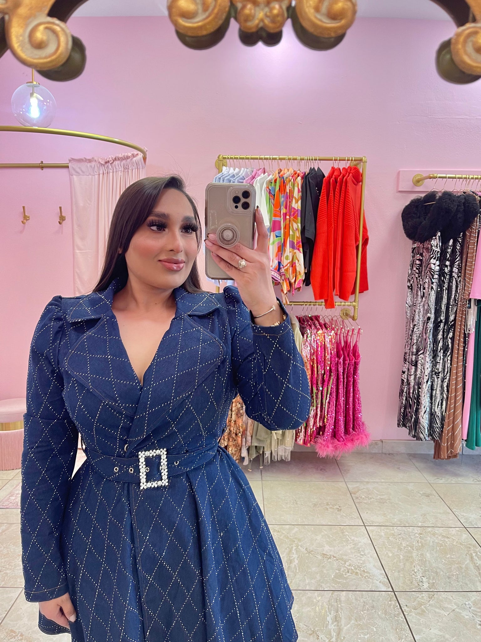 dolly denim dot mini dress Dolly Denim Dot Mini Dress
