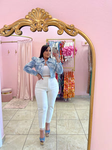 "Chanel" Lace Denim Jacket