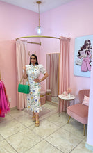 "Oralia" Satin Floral Midi Dress
