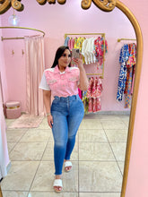 "Lala" Pink Denim Tee