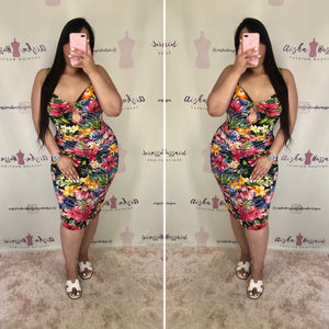 "Tropic Fever" Ruched Midi Dress